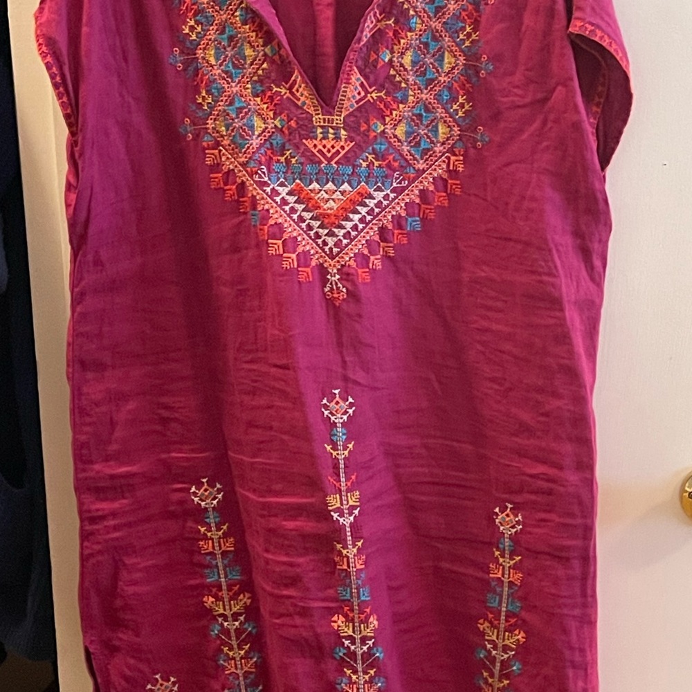 Johnny Was Embroidered Linen dress, xl